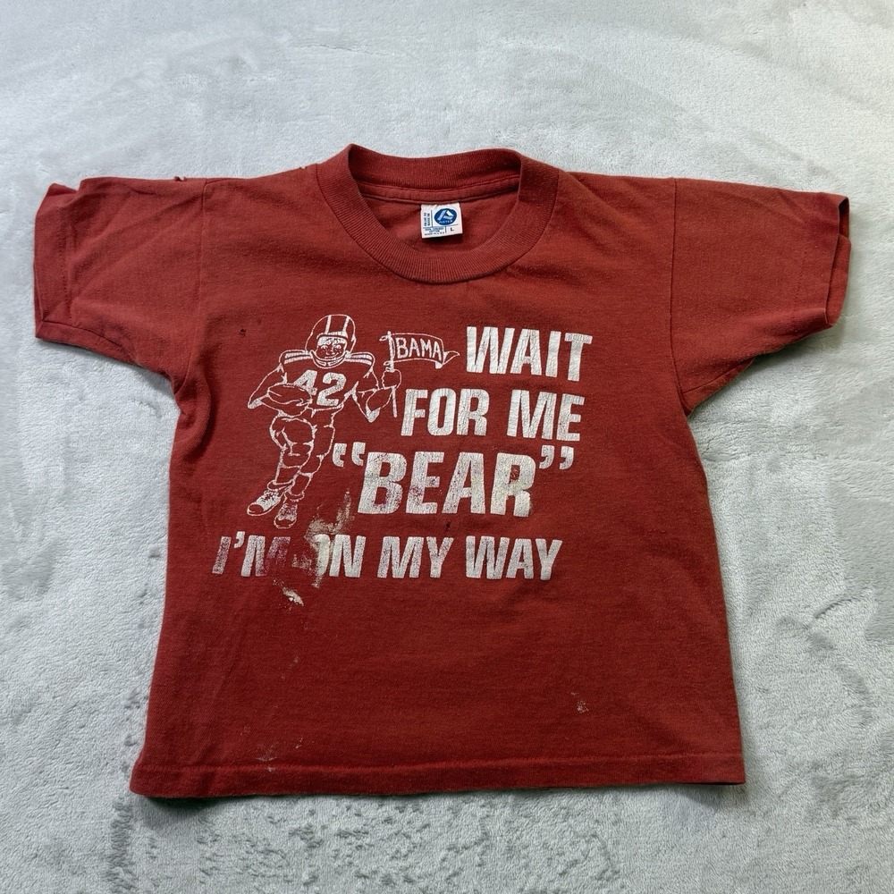Vintage 80s Alabama Crimson Tide Bear Bryant T Shirt Single Stitch USA Made YL